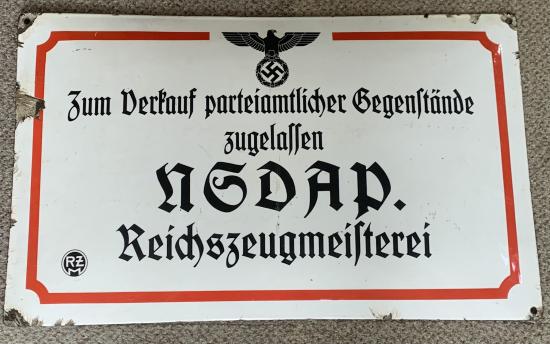 Rare Enamel RZM NSDAP sign
