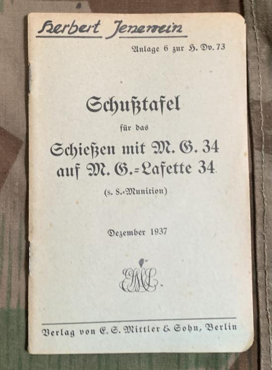 WW2 German Indirect Fire Book MG34 Lafette