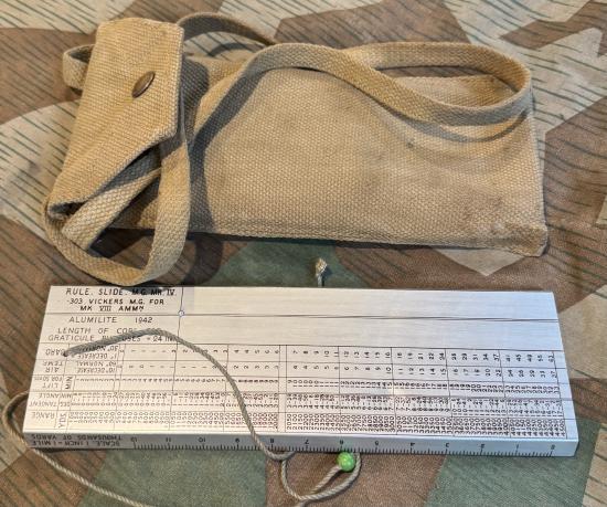 WW2 Vickers MG slide rule in pouch