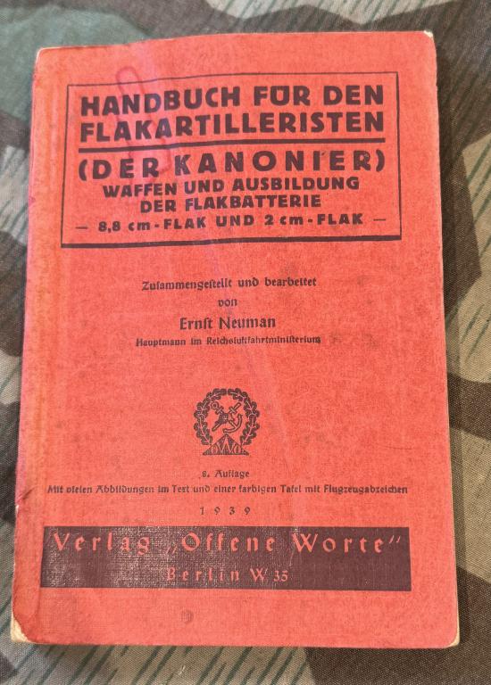 WW2 German Flak Artillery Manual 88mm Flak